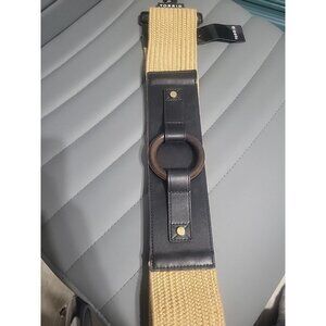 Women's NWOT Torrid Black Faux Leather & Tan Straw Stretch Belt, Torrid 5
